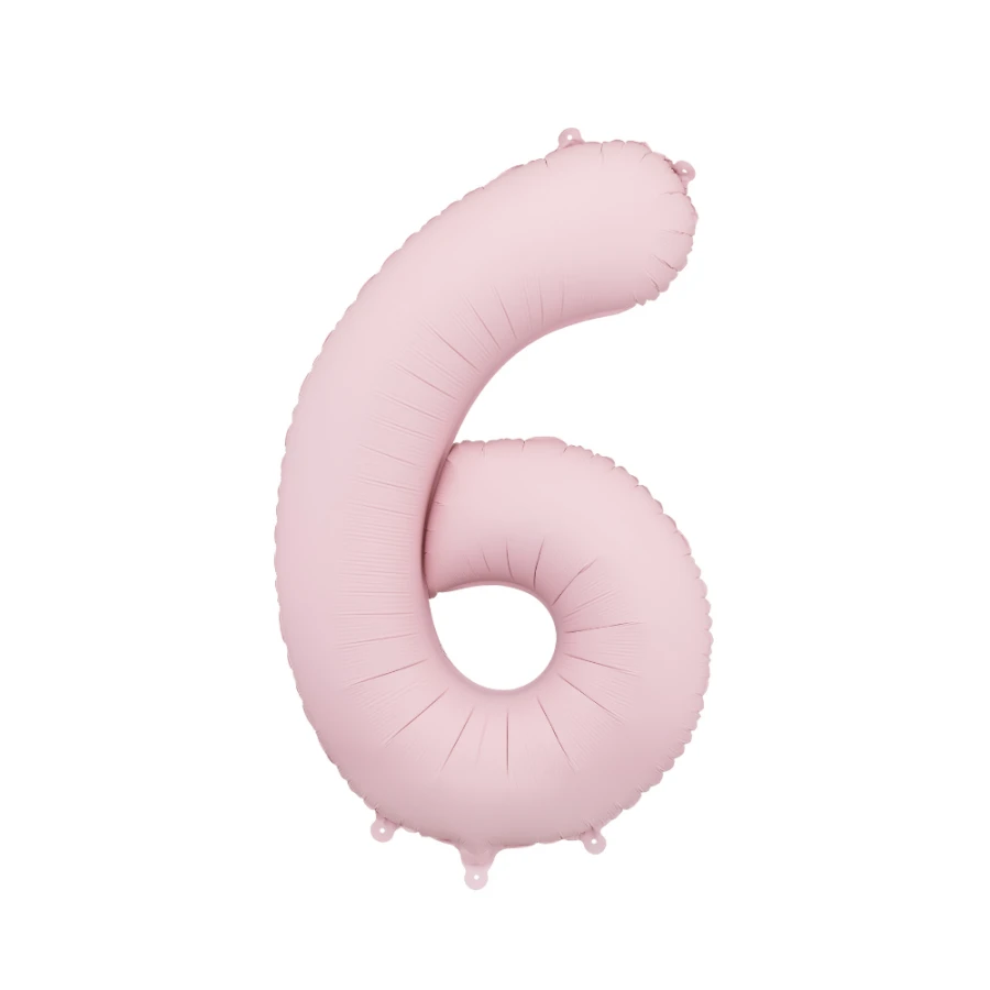 Balon foliowy Cyfra '6', 86cm, jasny różowy.webp