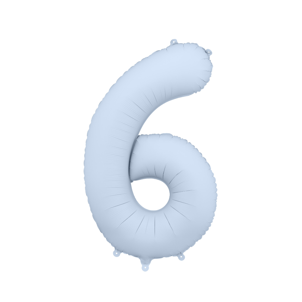 Balon foliowy Cyfra '6', 86cm, mglisty niebieski.webp