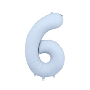 Balon foliowy Cyfra "6" 86cm, mglisty niebieski