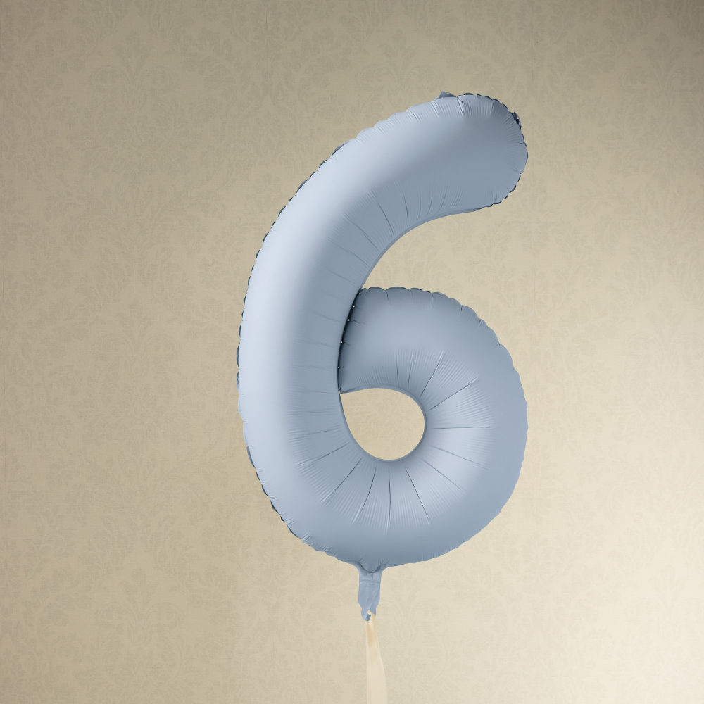 Balon foliowy Cyfra '6', 86cm, mglisty niebieski 1.webp