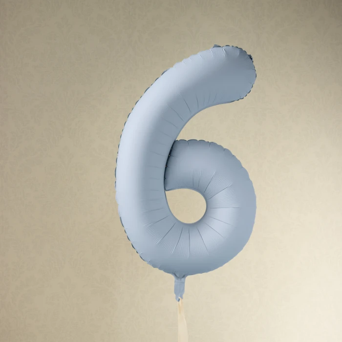 Balon foliowy Cyfra '6', 86cm, mglisty niebieski 1.webp