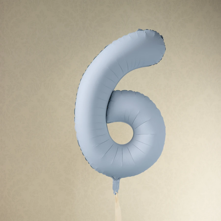 Balon foliowy Cyfra '6', 86cm, mglisty niebieski 1.webp