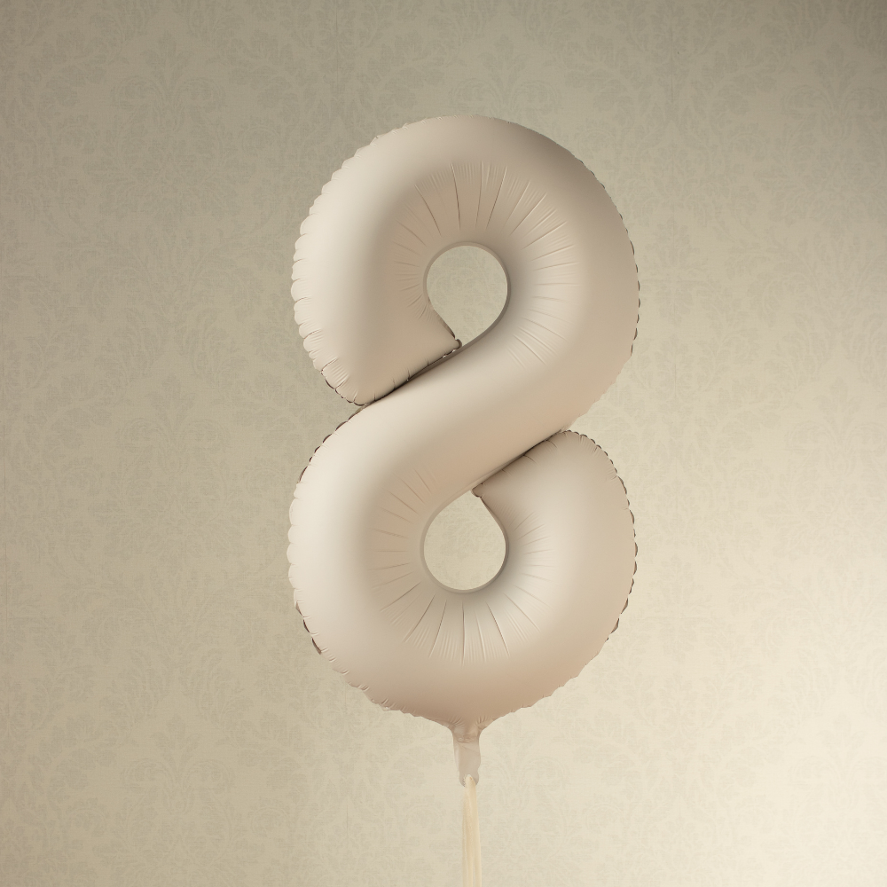 Balon foliowy Cyfra '8', 86cm, jasny beż1.webp