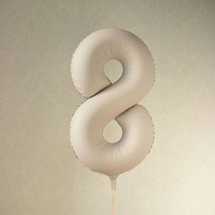Balon foliowy Cyfra '8', 86cm, jasny beż1.webp