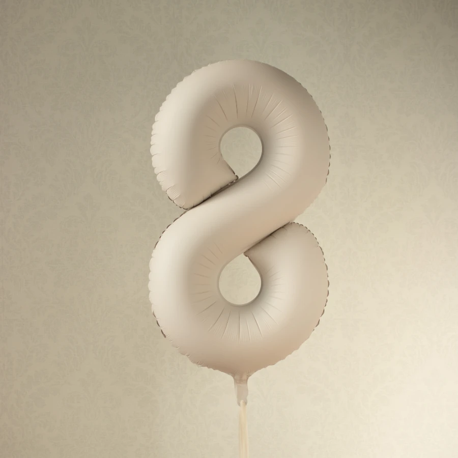 Balon foliowy Cyfra '8', 86cm, jasny beż1.webp