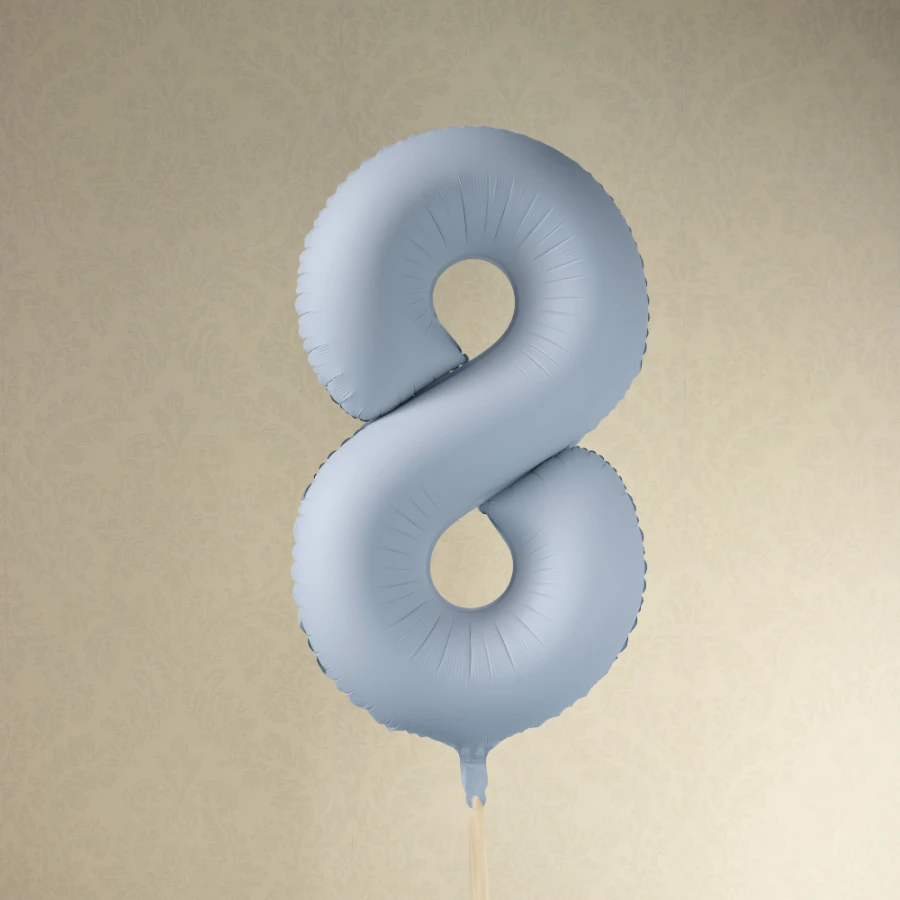 Balon foliowy Cyfra '8', 86cm, mglisty niebieski1.webp
