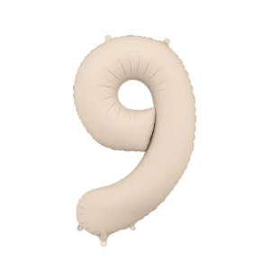 Balon foliowy Cyfra "9" 86cm, jasny beż
