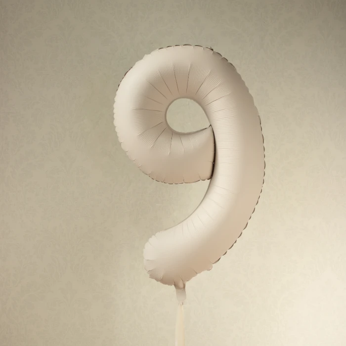 Balon foliowy Cyfra '9', 86cm, jasny beż.webp