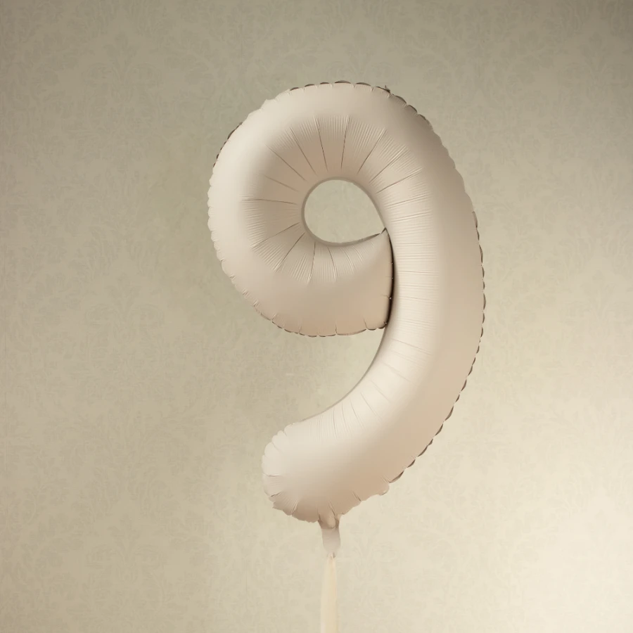 Balon foliowy Cyfra '9', 86cm, jasny beż.webp