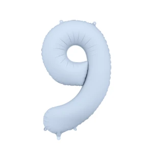 Balon foliowy Cyfra "9" 86cm, mglisty niebieski