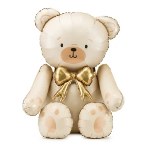 Balon foliowy siedzący Miś, 75x84 cm, kremowy