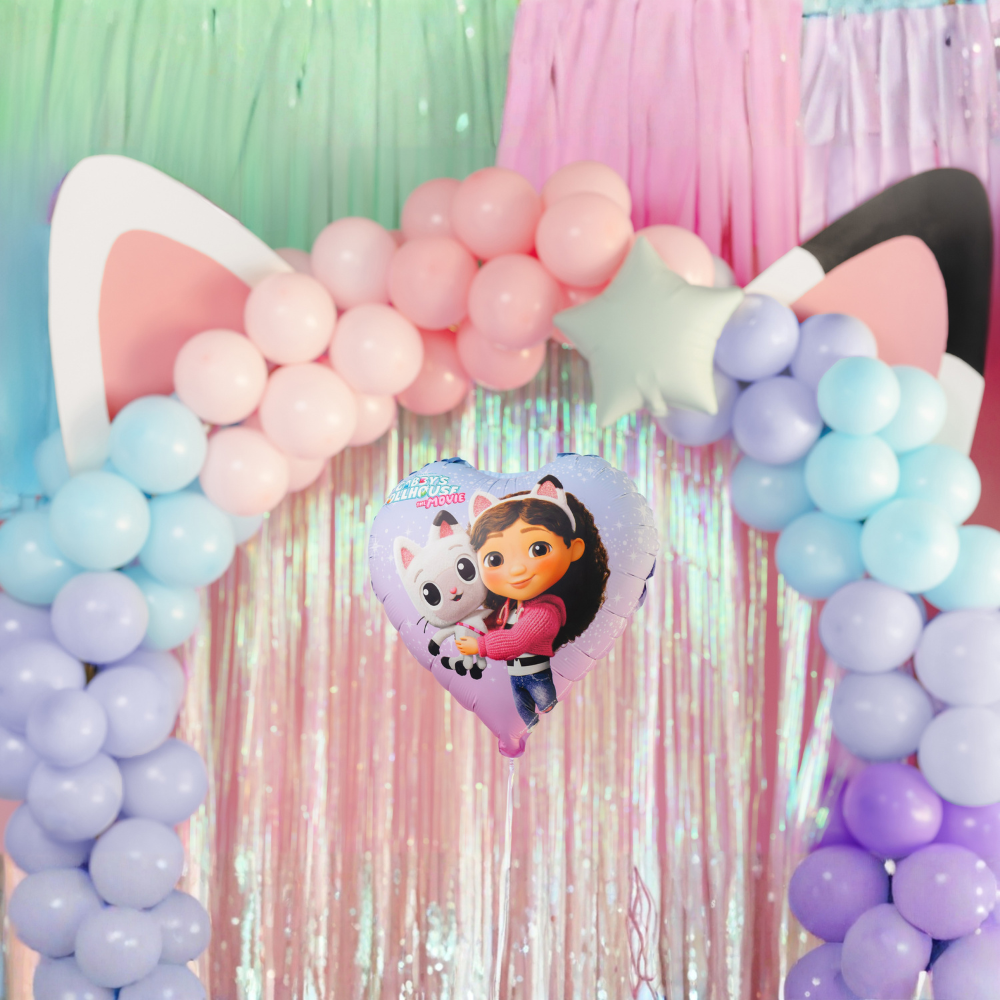 Balon foliowy serce Koci Domek Gabi, 35cm, mix (2).webp