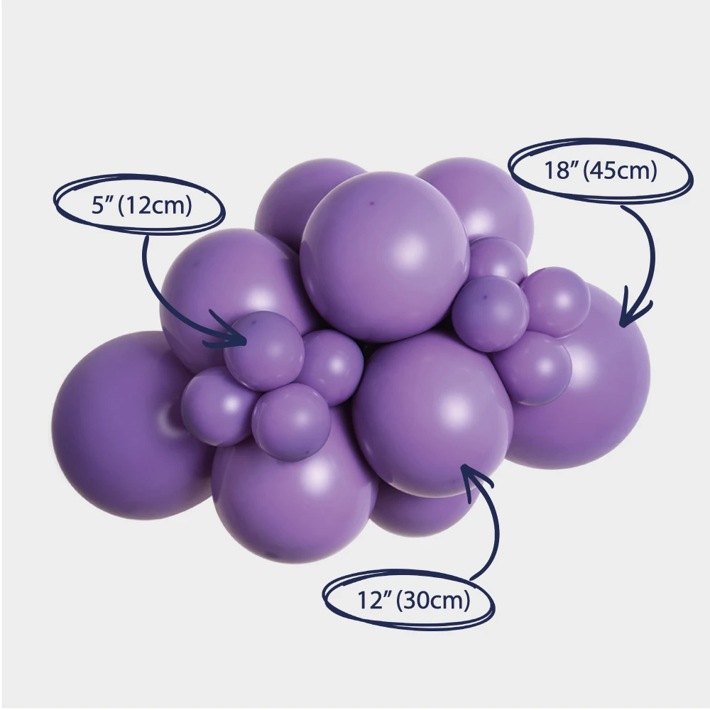 alpejski fiolet balon lateksowy girlanda z rozmiarami fioletowy.webp