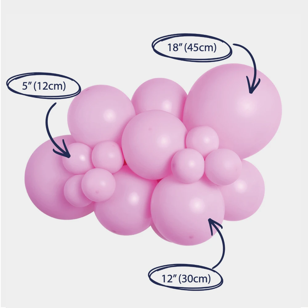 guma balonowa balon lateksowy girlanda z rozmiarami  różowy.webp