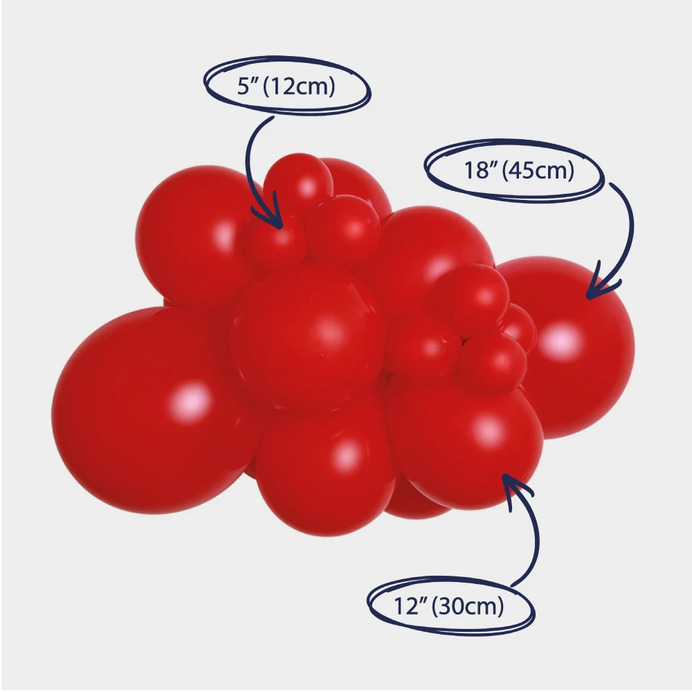 idealny czerwony balon lateksowy girlanda z rozmiarami  czerwony.webp