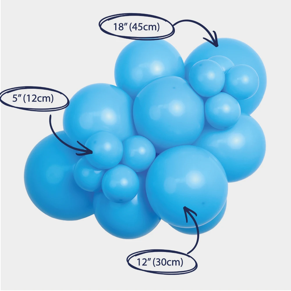 smerfna kraina balon lateksowy girlanda z rozmiarami niebieski.webp