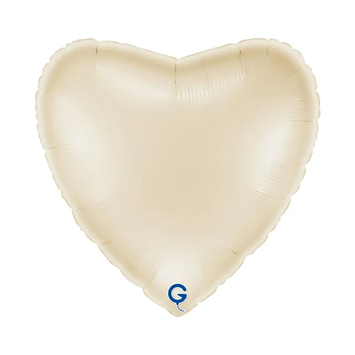 Balon foliowy Serce 18" (45 cm) Kremowy, satynowy