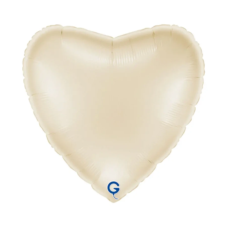 Balon foliowy Serce 18" (45 cm) Kremowy, satynowy