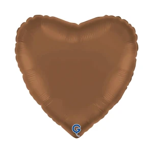Balon foliowy Serce 18" (45 cm) Czekoladowy, satynowy