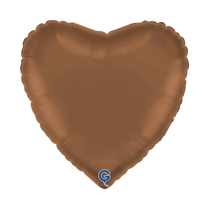 Balon foliowy Serce 18" (45 cm) Czekoladowy, satynowy