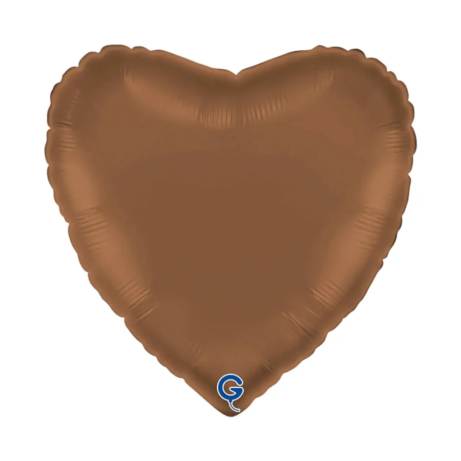 Balon foliowy Serce 18" (45 cm) Czekoladowy, satynowy