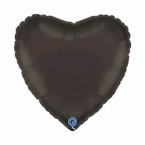 Balon foliowy Serce 18" (45 cm) Antracyt, satynowy
