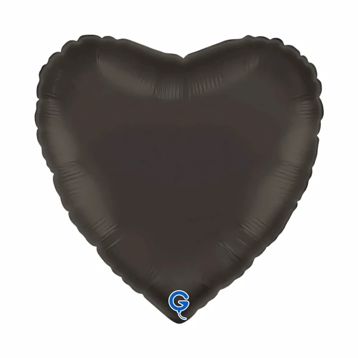 Balon foliowy Serce 18" (45 cm) Antracyt, satynowy