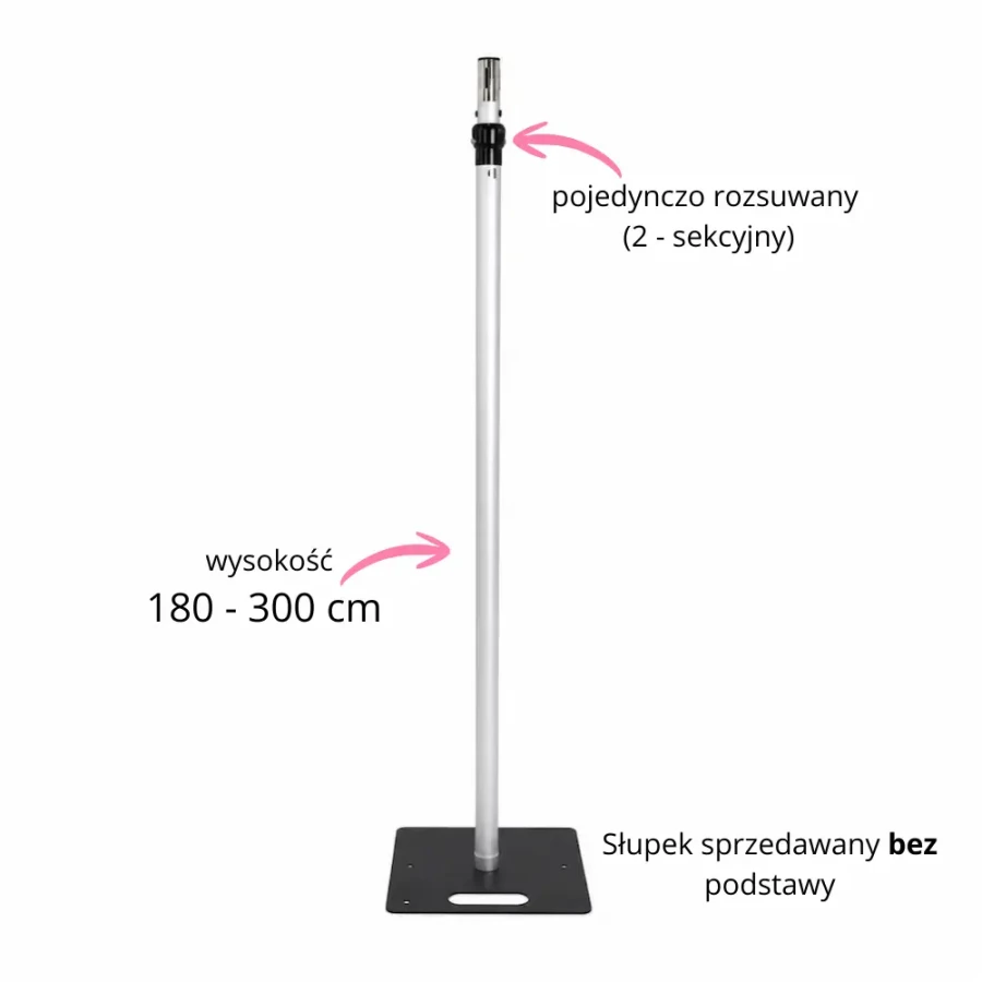 Słupek boczny regulowany 2 sekcyjny