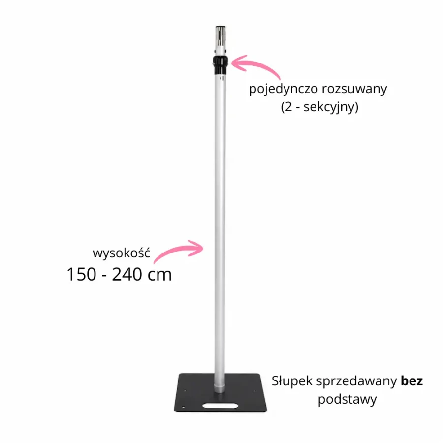Słupek regulowany pojedynczo rozsuwany