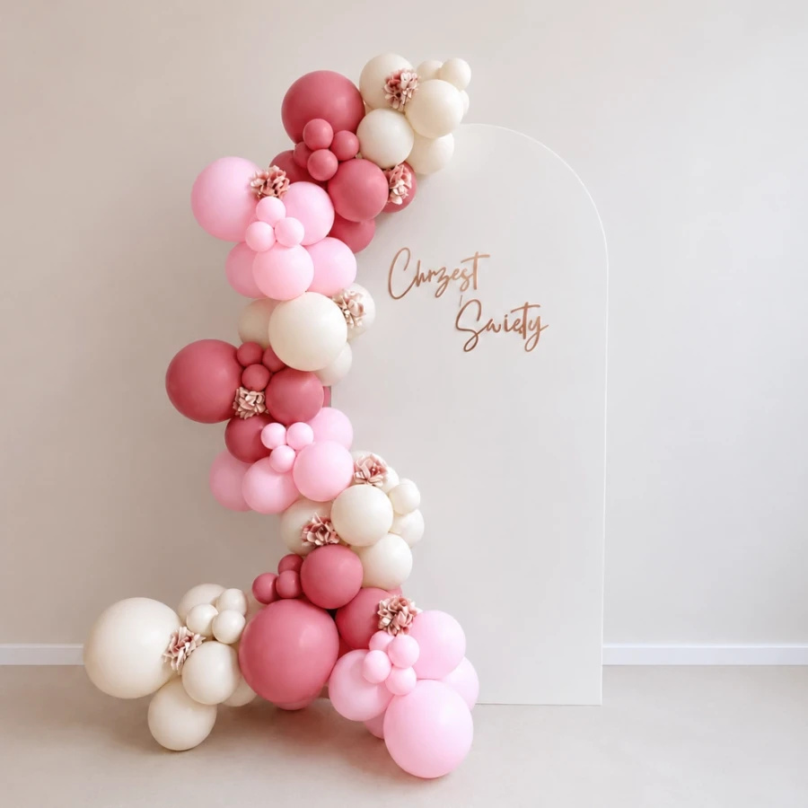 Girlanda balonowa zestaw DIY, różowo - kremowa