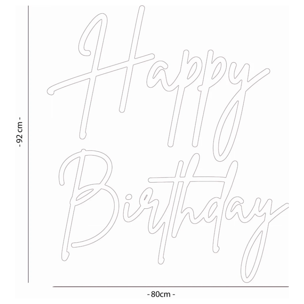 Napis led - Happy Birthday , wymiary
