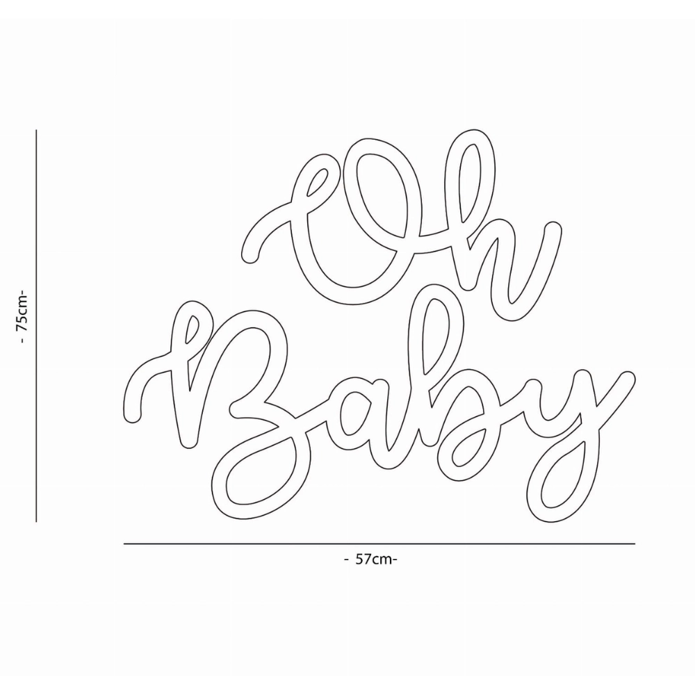 Napis led - Oh baby , wymiary