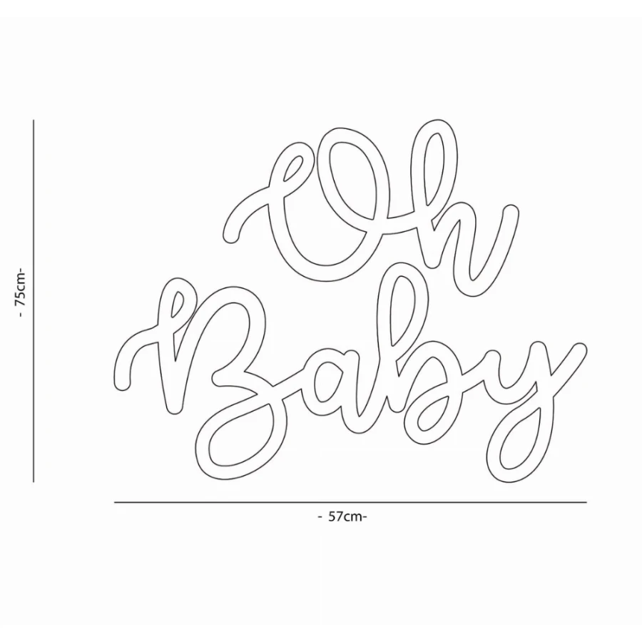 Napis led - Oh baby , wymiary