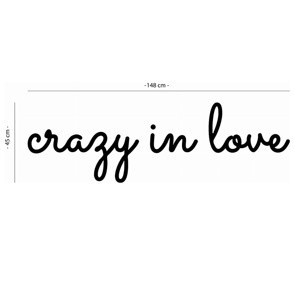 Napis led- Crazy in love - wersja 1, wymiary