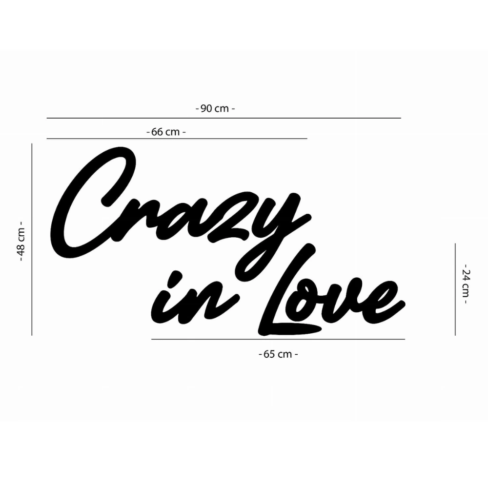 Napis led- Crazy in love - wersja 2, wymiary