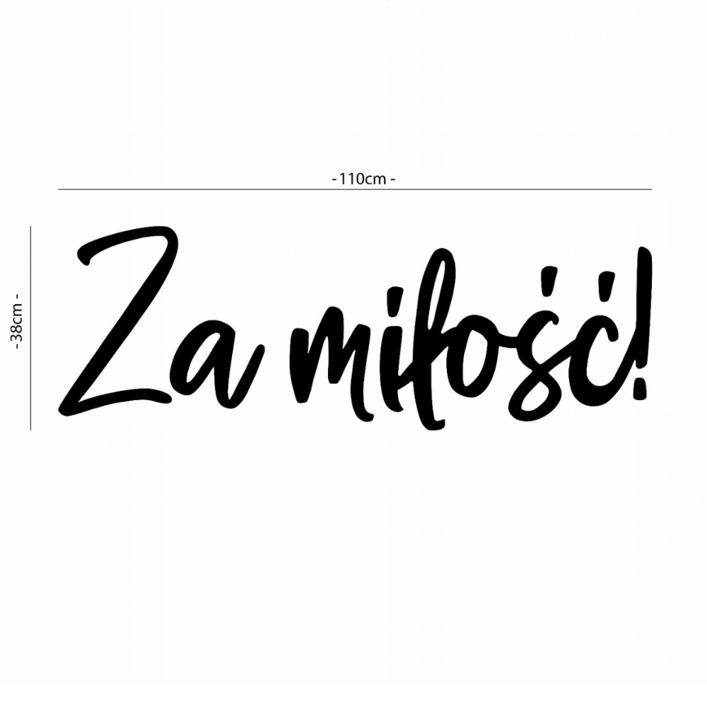 Napis led- Za miłość! , wymiary