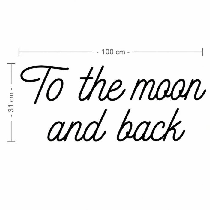 Napis led- To the moon and back - wersja 2, wymiary