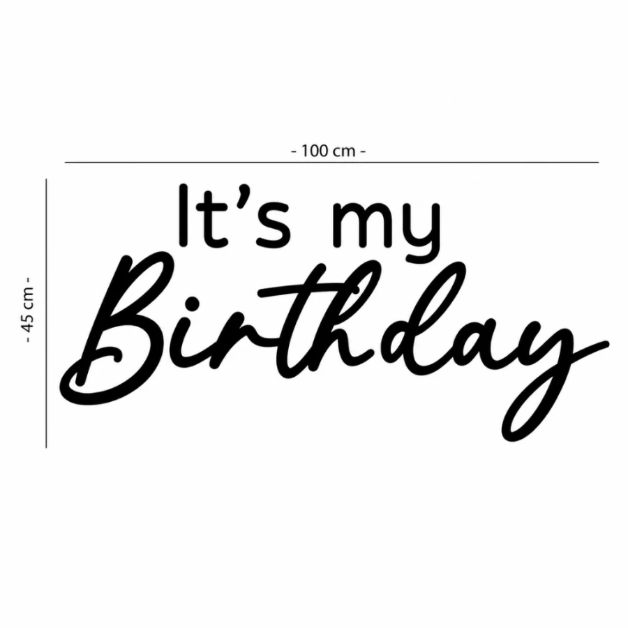 Napis led - It's my birthday, wymiary