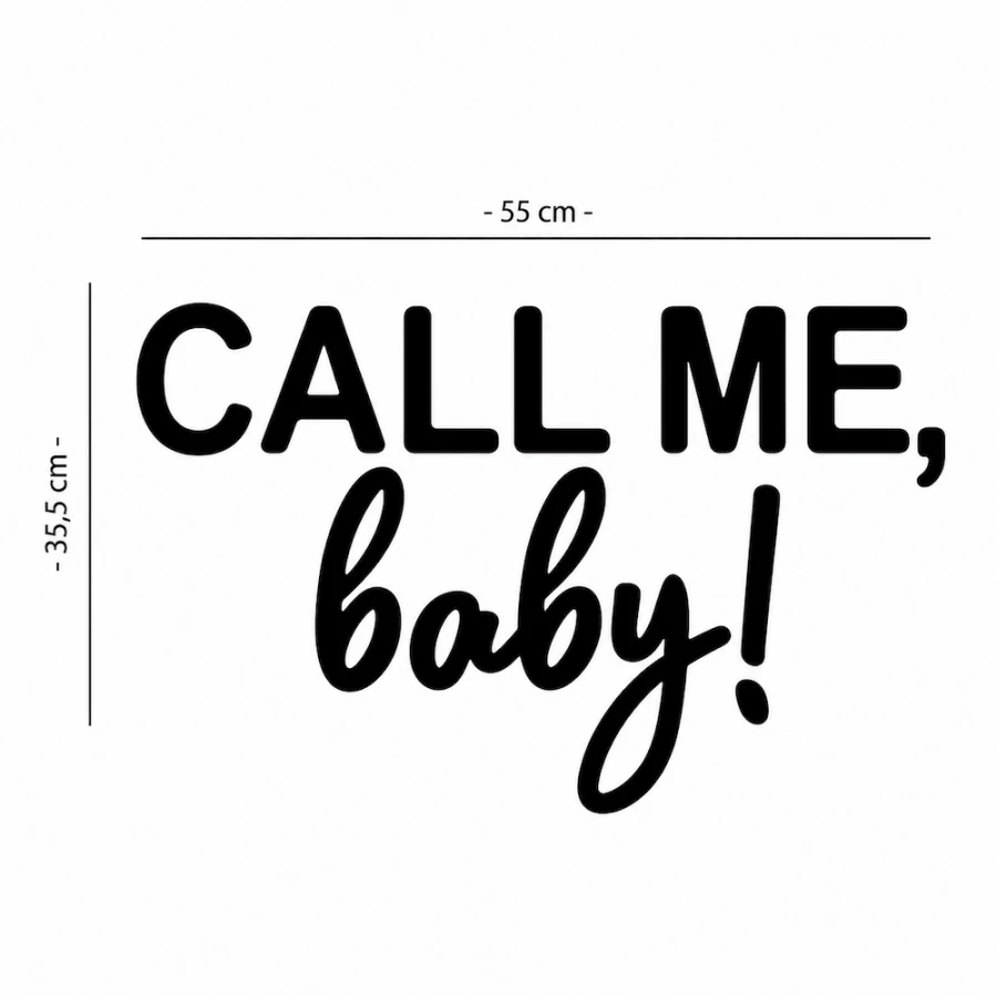 Napis led - CALL ME baby!, wymiary