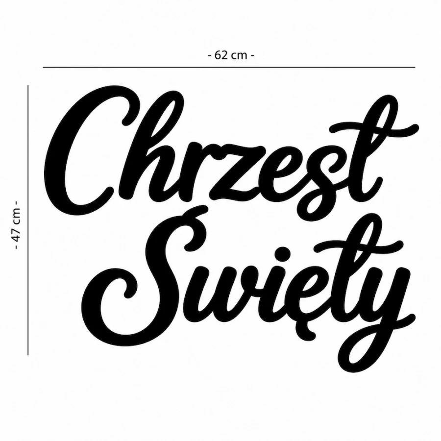 Napis led - Chrzest Święty - wariant 1, wymiary