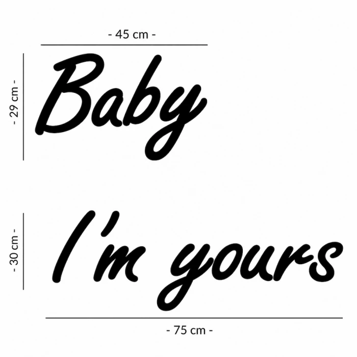 Napis led - Baby I'm yours, wymiary