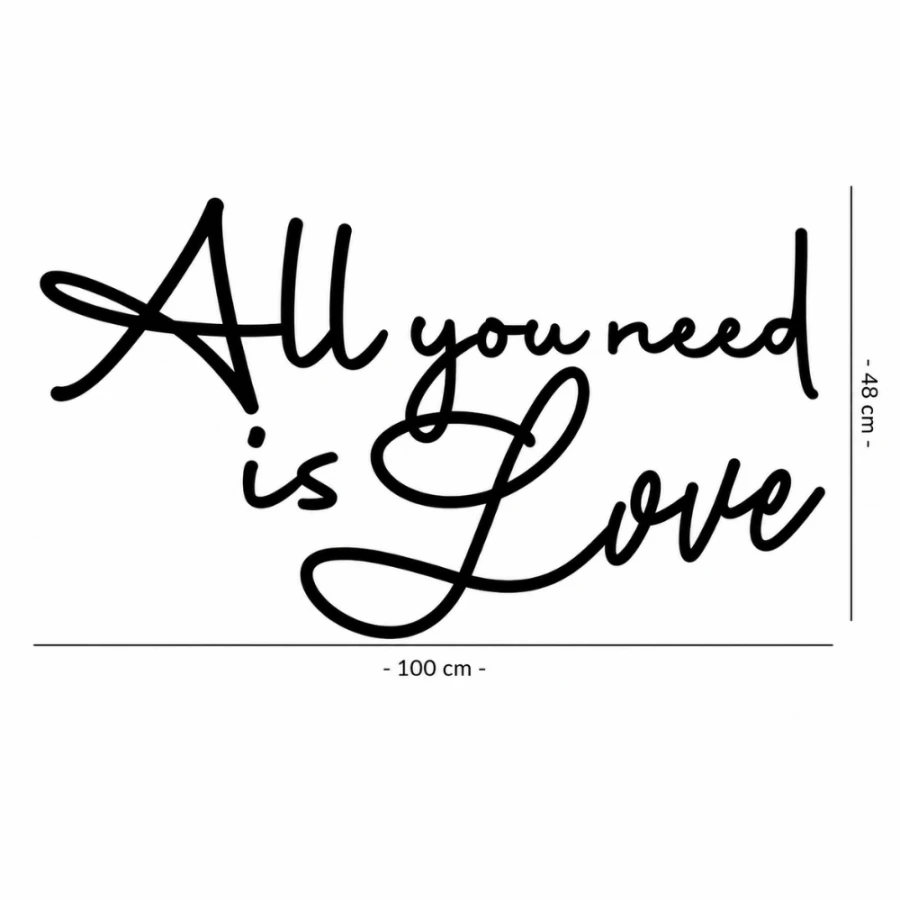 Napis led - All you need is love - wersja 3, wymiary