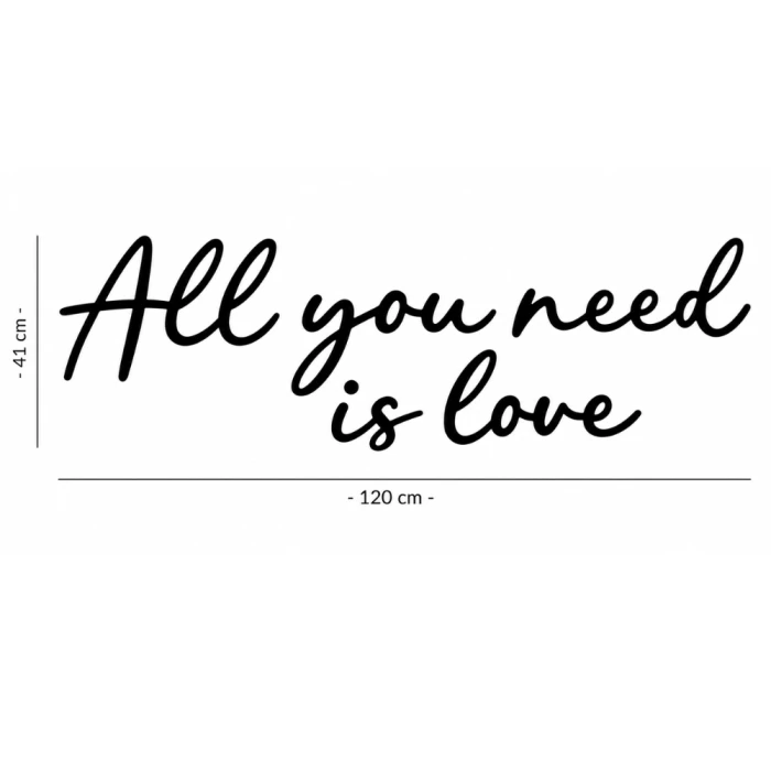 Napis led - All you need is love - wersja 2, wymiary