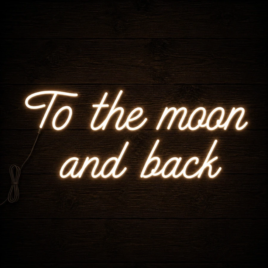 Napis led- To the moon and back - wersja 2