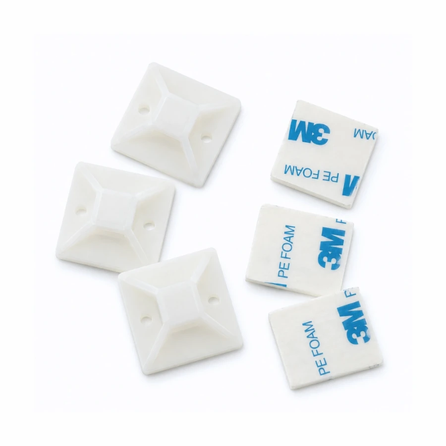Uchwyty montażowe do dekoracji samoprzylepne białe, 30x30mm