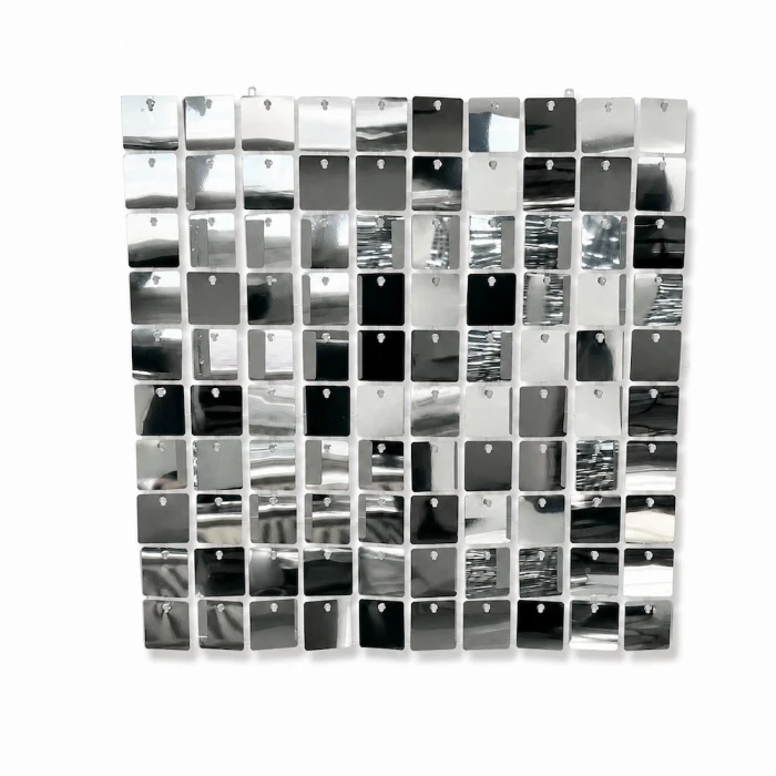 Ścianka cekinowa , panel błyszczący srebrny, dekoracja, tło na urodziny, 30cm x 30cm