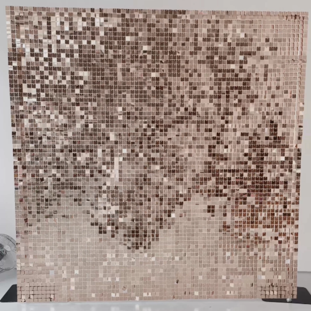 Ścianka cekinowa, panel błyszczący złoty szampański, 30cm x 30cm
