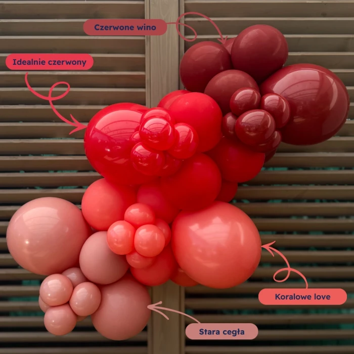 girlanda balonowa, idealnie czerwony, czerwone wino, koralowe love, stara cegła.webp