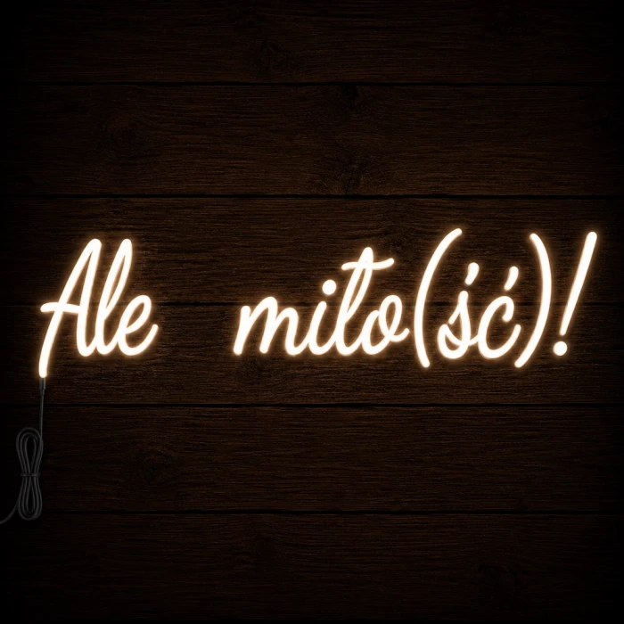 Napis led - Ale miło(ść)! , neon dekoracja ślub