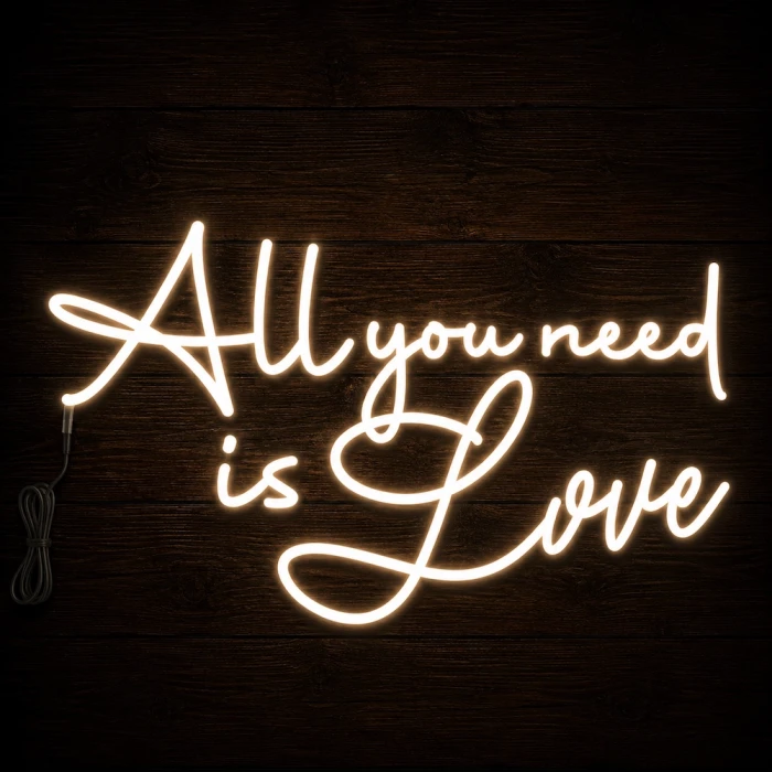 Napis led - All you need is love - wersja 3, dekoracja neon ślub